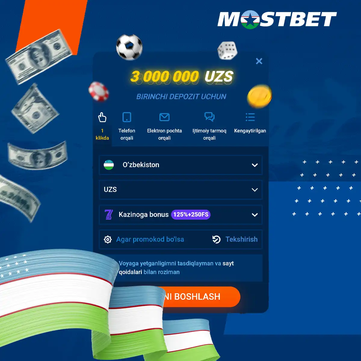 Step-by-step registration process in the Mostbet app