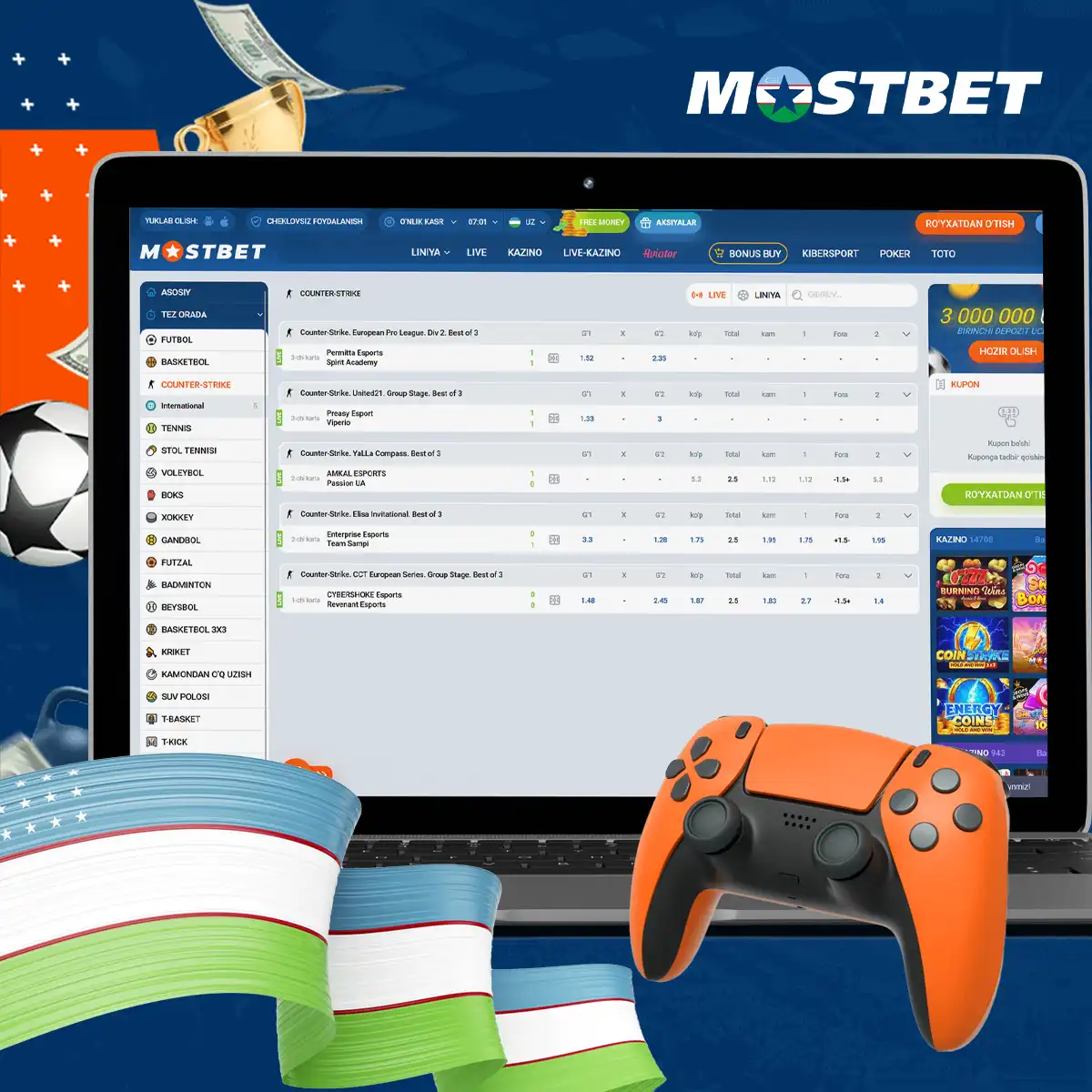Esports betting available at Mostbet