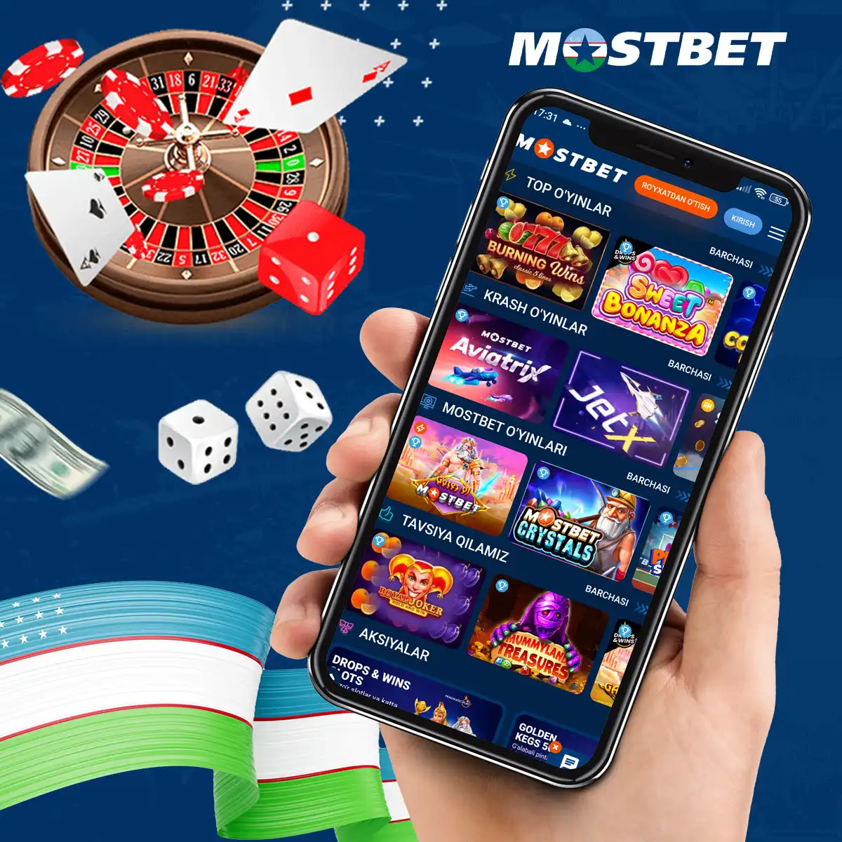 Register on the Mostbet platform and start playing.