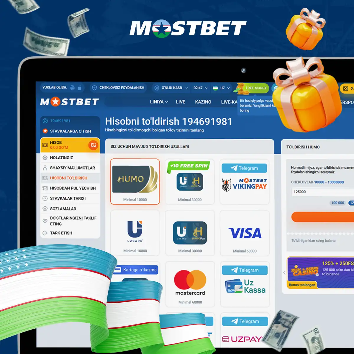 Information on the Mostbet welcome bonus post-registration.