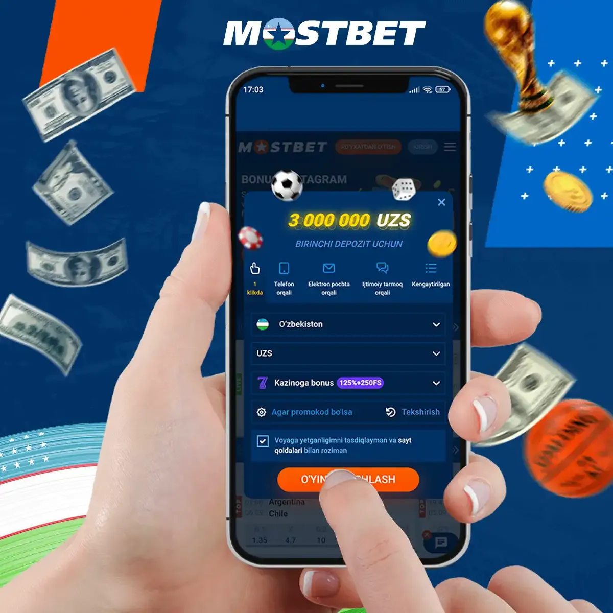 Step-by-step guide for registering on Mostbet via mobile.